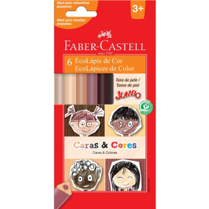 Lápis de Cor 6 Cores Caras e Cores Jumbo Faber-Castell