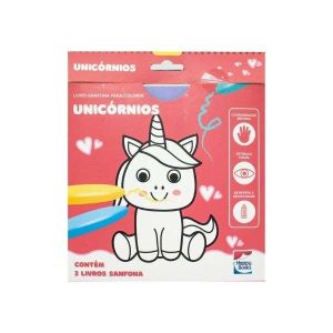 Livro Sanfona p/ Colorir Unicórnios