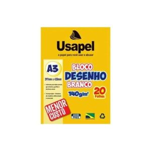 Bloco de Desenho A3 140g/m² 20 fls Usapel
