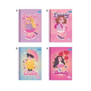 Caderno Espiral 1 Matéria Oh Girl! 80 fls Smart