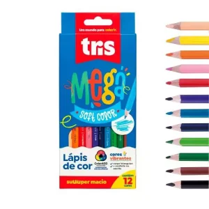 Lápis de Cor 12 Cores Tris Mega Soft Color