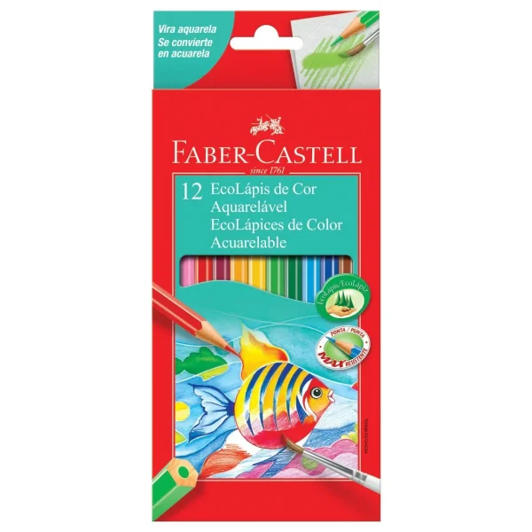 Lápis de Cor Faber-Castell 12 cores EcoLápis Aquarelável