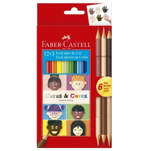 Lápis de Cor 12 Cores Faber-Castell EcoLápis Caras e Cores com 6 Tons de Pele