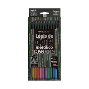 Lápis de Cor 12 Cores Leo&Leo Metálico Carbon