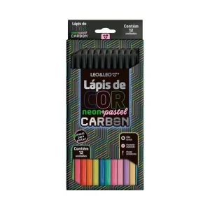 Lápis de Cor 12 Cores Leo&Leo Carbonline Neon+Pastel