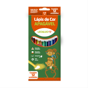 Lápis de Cor 12 Cores Leo&Leo Apagável
