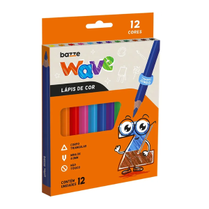 Lápis de Cor 12 Cores Bazze Wave Jumbo
