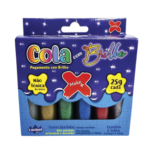 Cola Colorida com Glitter 25g Make+ com 6 Cores