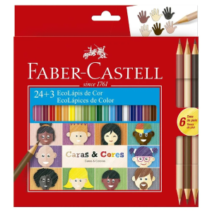 Lápis de Cor 24 Cores Faber-Castell EcoLápis Caras e Cores +3 Tons de Pele