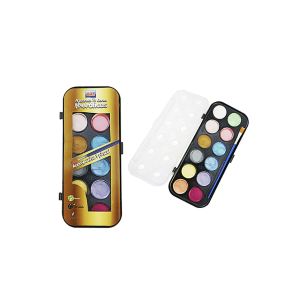 Aquarela 12 Cores Metálicas Kaz