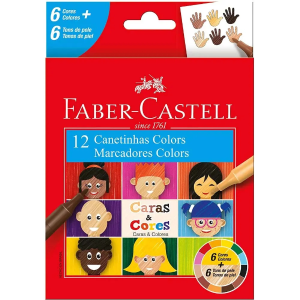 Hidrocor 12 Cores Faber-Castell Caras e Cores Tons de Pele