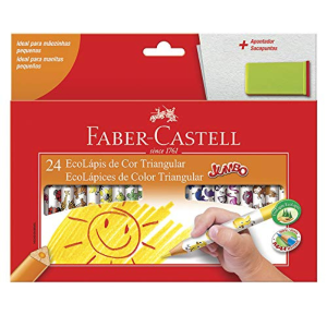 Lápis de Cor 24 Cores Faber-Castell EcoLápis Triangular Jumbo