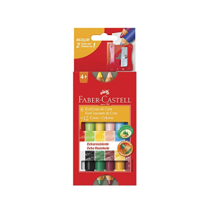 Giz de Cera 6 Cores Faber-Castell EcoGizes +1 Apontador