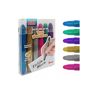 Giz de Cera em Gel 6 Cores Kaz Tons Metálicos