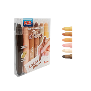 Giz de Cera em Gel 6 Cores Kaz Tons de Pele