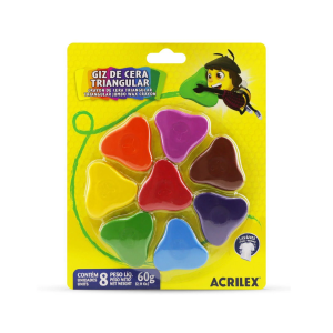 Giz de Cera Triangular 8 Cores Acrilex