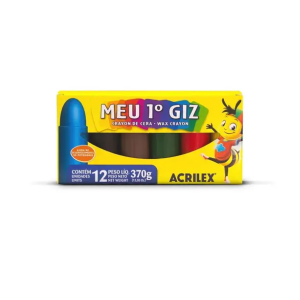 Giz de Cera 12 Cores Acrliex Meu Primeiro Giz