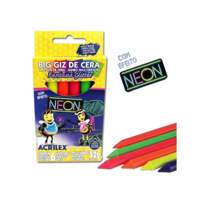 Giz de Cera 6 Cores Acrilex Neon
