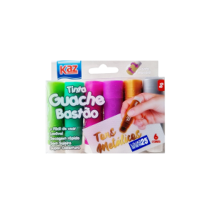 Tinta Guache em Bastão 6 Cores Kaz Tons Metálicos