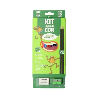 Lápis de Cor 12 Cores Leo&Leo Linha Eco +1 Apontador +1 Borracha +2 Lápis Preto Eco HB