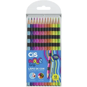 Lápis de Cor 12 Cores Cis Wave Grip Cores Neon
