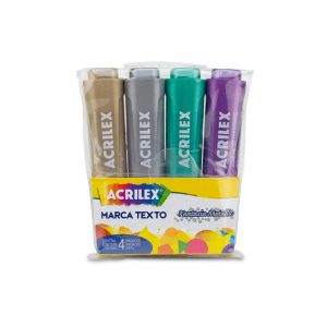 Marca Texto 4 Cores Acrilex Metálico