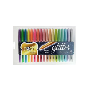 Marca Texto 18 Cores Fofy Star com Glitter