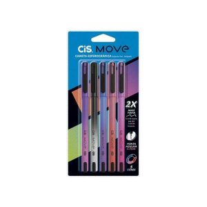 Caneta Esferográfica Cis Move 5 Cores