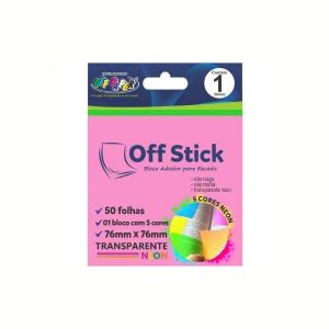 Bloco Adesivo Para Recado Off Stick Transparente Neon