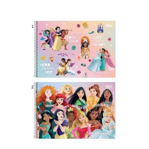 Caderno Espiral Cartografia e Desenho Disney Princess 80 Folhas