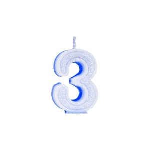 Vela Glitter Azul c/ Branco