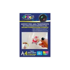 Papel Adesivo Vinil 100% Transparente 110g/m² A4 Off Paper