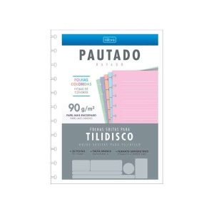 Folhas p/ Fichário Tilidisco Pautadas Coloridas