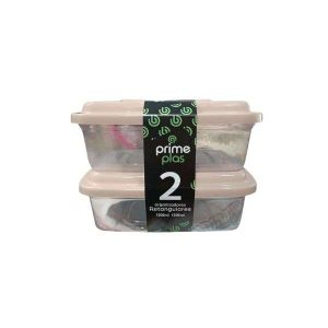 Conjunto 2 Potes Retangulares Plásticos Primeplas