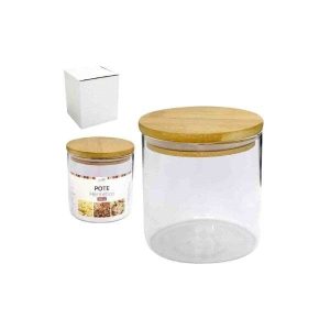 Pote Hermético Redondo c/ Tampa de Bambu 550ml Casita