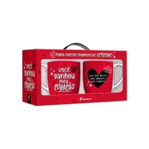 Conjunto 2 Canecas de Porcelana Você Ganhou Meu Coração Brasfoot