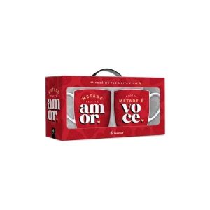 Conjunto 2 Canecas Porcelana Metade de Mim É Amor Brasfoot