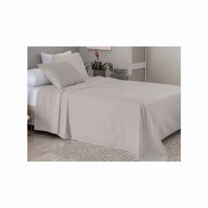 Jogo de Cama Super Cotton Liso 3 pçs c/ Elástico Queen Camesa