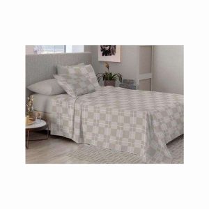 Jogo de Cama Super Cotton Estampado 4 pçs c/ Elástico Queen Camesa