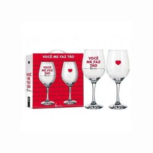 Conjunto de Taças de Vinho Você Me Faz Tão Bem Brasfoot