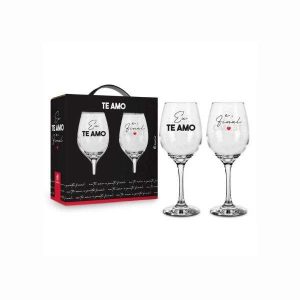 Conjunto de Taças de Vinho Eu Amo Você Brasfoot