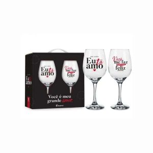 Conjunto de Taças de Vinho Meu Amor Eu Te Amo Muito Brasfoot