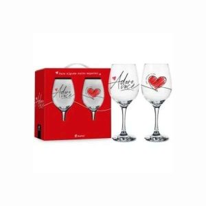 Conjunto de Taças de Vinho Adoro Você Brasfoot