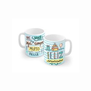 Caneca de Porcelana 320ml Feliz Aniversário