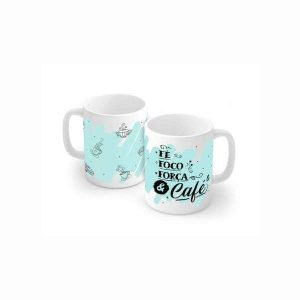 Caneca de Porcelana 120ml Fé, Foco, Força e Café