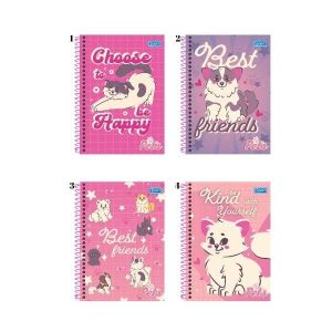 Caderno Espiral 1 Matéria Pets 80 fls Smart