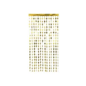Cortina Decorativa Metalizada Estrelas Douradas