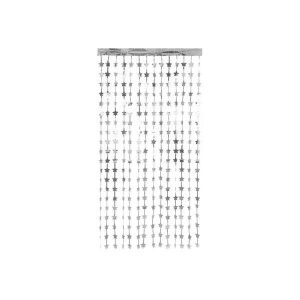 Cortina Decorativa Metalizada Estrelas Prata