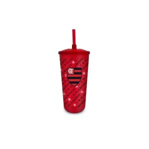 Copo Plástico c/ Canudo 500ml Flamengo Brasfoot