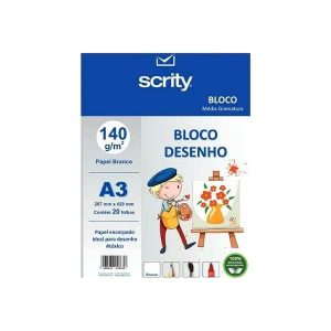 Bloco de Desenho A3 140g/m² 20 fls Scrity
